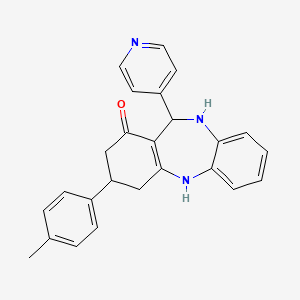 molecular formula C25H23N3O B4047244 3-(4-甲基苯基)-11-(4-吡啶基)-2,3,4,5,10,11-六氢-1H-二苯并[b,e][1,4]二氮杂卓-1-酮 