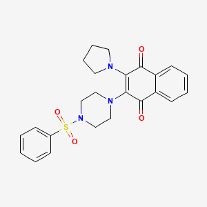 molecular formula C24H25N3O4S B4047268 2-[4-(BENZENESULFONYL)PIPERAZIN-1-YL]-3-(PYRROLIDIN-1-YL)-1,4-DIHYDRONAPHTHALENE-1,4-DIONE 