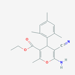 molecular formula C19H22N2O3 B404727 ethyl 6-amino-5-cyano-4-mesityl-2-methyl-4H-pyran-3-carboxylate 