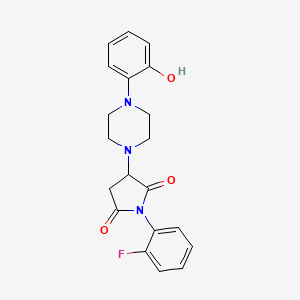 molecular formula C20H20FN3O3 B4047292 1-(2-fluorophenyl)-3-[4-(2-hydroxyphenyl)-1-piperazinyl]-2,5-pyrrolidinedione 