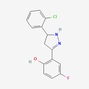 molecular formula C15H12ClFN2O B4047326 2-[5-(2-氯苯基)-4,5-二氢-1H-吡唑-3-基]-4-氟苯酚 