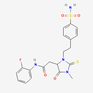 molecular formula C20H21FN4O4S2 B4047336 N-(2-FLUOROPHENYL)-2-{1-METHYL-5-OXO-3-[2-(4-SULFAMOYLPHENYL)ETHYL]-2-SULFANYLIDENEIMIDAZOLIDIN-4-YL}ACETAMIDE 