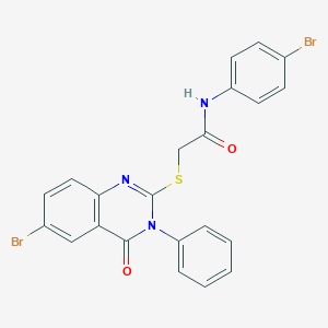 2-[(6-bromo-4-oxo-3-phenyl-3,4-dihydro-2-quinazolinyl)sulfanyl]-N-(4-bromophenyl)acetamide