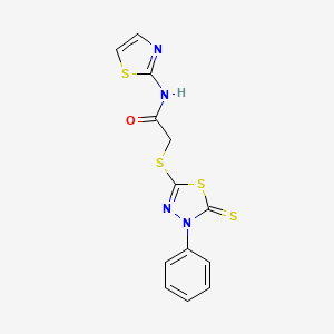 molecular formula C13H10N4OS4 B4047362 2-[(4-phenyl-5-thioxo-4,5-dihydro-1,3,4-thiadiazol-2-yl)sulfanyl]-N-(1,3-thiazol-2-yl)acetamide 