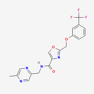 molecular formula C18H15F3N4O3 B4047392 N-[(5-甲基-2-吡嗪基)甲基]-2-{[3-(三氟甲基)苯氧基]甲基}-1,3-恶唑-4-甲酰胺 