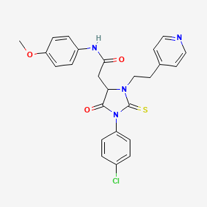 molecular formula C25H23ClN4O3S B4047402 2-{1-(4-chlorophenyl)-5-oxo-3-[2-(4-pyridinyl)ethyl]-2-thioxo-4-imidazolidinyl}-N-(4-methoxyphenyl)acetamide 