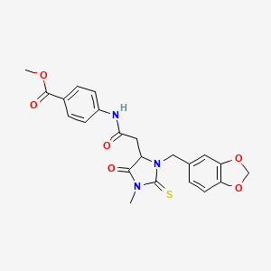 METHYL 4-(2-{3-[(2H-1,3-BENZODIOXOL-5-YL)METHYL]-1-METHYL-5-OXO-2-SULFANYLIDENEIMIDAZOLIDIN-4-YL}ACETAMIDO)BENZOATE