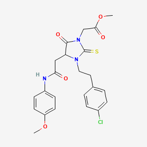 molecular formula C23H24ClN3O5S B4047430 Methyl (3-[2-(4-chlorophenyl)ethyl]-4-{2-[(4-methoxyphenyl)amino]-2-oxoethyl}-5-oxo-2-thioxoimidazolidin-1-yl)acetate 