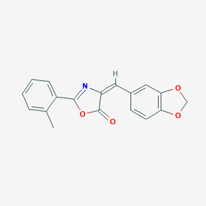 molecular formula C18H13NO4 B404746 4-(1,3-benzodioxol-5-ylmethylene)-2-(2-methylphenyl)-1,3-oxazol-5(4H)-one 