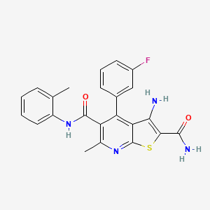 3-amino-4-(3-fluorophenyl)-6-methyl-N~5~-(2-methylphenyl)thieno[2,3-b]pyridine-2,5-dicarboxamide