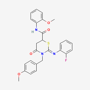 (2Z)-2-[(2-fluorophenyl)imino]-3-(4-methoxybenzyl)-N-(2-methoxyphenyl)-4-oxo-1,3-thiazinane-6-carboxamide