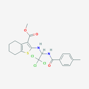 molecular formula C20H21Cl3N2O3S B404750 Methyl 2-[[2,2,2-trichloro-1-[(4-methylbenzoyl)amino]ethyl]amino]-4,5,6,7-tetrahydro-1-benzothiophene-3-carboxylate CAS No. 301195-92-6