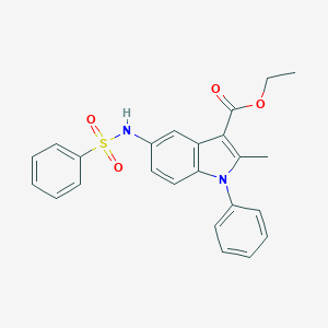 molecular formula C24H22N2O4S B404751 ethyl 2-methyl-1-phenyl-5-[(phenylsulfonyl)amino]-1H-indole-3-carboxylate CAS No. 36800-78-9