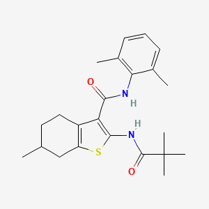 molecular formula C23H30N2O2S B4047520 N-(2,6-dimethylphenyl)-2-[(2,2-dimethylpropanoyl)amino]-6-methyl-4,5,6,7-tetrahydro-1-benzothiophene-3-carboxamide 