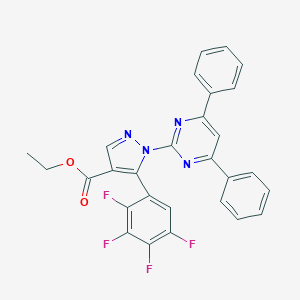 molecular formula C28H18F4N4O2 B404753 ethyl 1-(4,6-diphenyl-2-pyrimidinyl)-5-(2,3,4,5-tetrafluorophenyl)-1H-pyrazole-4-carboxylate 