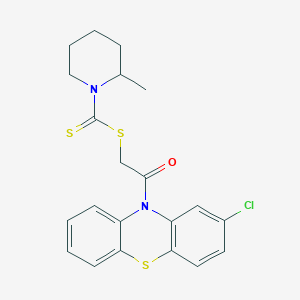 molecular formula C21H21ClN2OS3 B4047538 2-(2-氯-10H-吩噻嗪-10-基)-2-氧代乙基 2-甲基-1-哌啶甲酸二硫代酯 