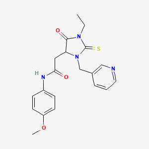 molecular formula C20H22N4O3S B4047565 2-[1-乙基-5-氧代-3-(3-吡啶基甲基)-2-硫代-4-咪唑烷基]-N-(4-甲氧基苯基)乙酰胺 