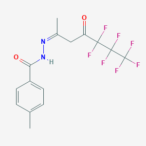 molecular formula C15H13F7N2O2 B404757 N'-(4,4,5,5,6,6,6-heptafluoro-1-methyl-3-oxohexylidene)-4-methylbenzohydrazide 