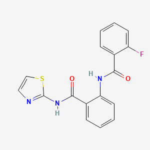 molecular formula C17H12FN3O2S B4047601 2-氟-N-{2-[(1,3-噻唑-2-氨基)羰基]苯基}苯甲酰胺 