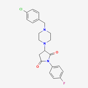 molecular formula C21H21ClFN3O2 B4047625 3-[4-(4-氯苄基)-1-哌嗪基]-1-(4-氟苯基)-2,5-吡咯烷二酮 