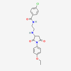 molecular formula C21H22ClN3O4 B4047654 4-chloro-N-(2-{[1-(4-ethoxyphenyl)-2,5-dioxopyrrolidin-3-yl]amino}ethyl)benzamide 