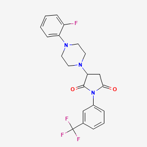 molecular formula C21H19F4N3O2 B4047658 3-[4-(2-Fluorophenyl)piperazin-1-yl]-1-[3-(trifluoromethyl)phenyl]pyrrolidine-2,5-dione 