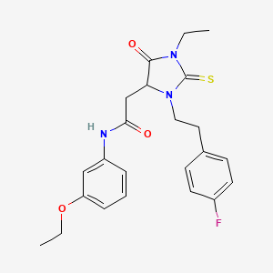 N-(3-ethoxyphenyl)-2-{1-ethyl-3-[2-(4-fluorophenyl)ethyl]-5-oxo-2-thioxoimidazolidin-4-yl}acetamide