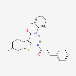 N-(2,6-dimethylphenyl)-6-methyl-2-(3-phenylpropanoylamino)-4,5,6,7-tetrahydro-1-benzothiophene-3-carboxamide