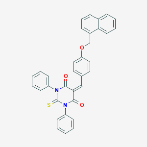 molecular formula C34H24N2O3S B404771 5-[4-(1-naphthylmethoxy)benzylidene]-1,3-diphenyl-2-thioxodihydro-4,6(1H,5H)-pyrimidinedione 