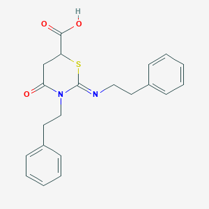 (2Z)-4-oxo-3-(2-phenylethyl)-2-[(2-phenylethyl)imino]-1,3-thiazinane-6-carboxylic acid