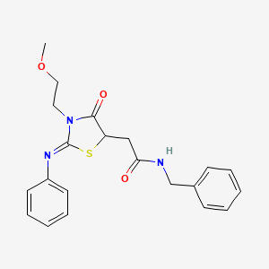 N-benzyl-2-[3-(2-methoxyethyl)-4-oxo-2-phenylimino-1,3-thiazolidin-5-yl]acetamide