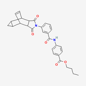 BUTYL 4-(3-{3,5-DIOXO-4-AZATETRACYCLO[5.3.2.0(2),?.0?,(1)?]DODEC-11-EN-4-YL}BENZAMIDO)BENZOATE