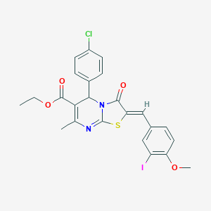 ethyl 5-(4-chlorophenyl)-2-(3-iodo-4-methoxybenzylidene)-7-methyl-3-oxo-2,3-dihydro-5H-[1,3]thiazolo[3,2-a]pyrimidine-6-carboxylate