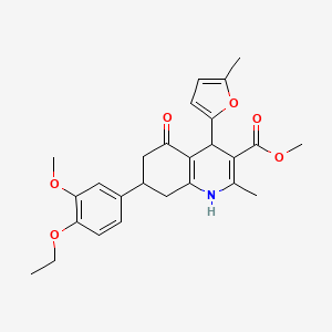 Methyl 7-(4-ethoxy-3-methoxyphenyl)-2-methyl-4-(5-methylfuran-2-yl)-5-oxo-1,4,5,6,7,8-hexahydroquinoline-3-carboxylate