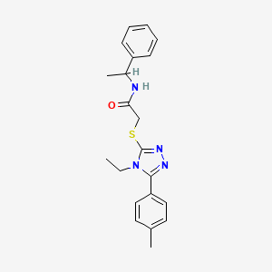 molecular formula C21H24N4OS B4047891 2-{[4-乙基-5-(4-甲苯基)-4H-1,2,4-三唑-3-基]硫代}-N-(1-苯乙基)乙酰胺 