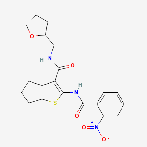 molecular formula C20H21N3O5S B4047921 2-[(2-nitrobenzoyl)amino]-N-(tetrahydro-2-furanylmethyl)-5,6-dihydro-4H-cyclopenta[b]thiophene-3-carboxamide 