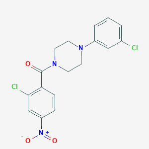 molecular formula C17H15Cl2N3O3 B404796 1-{2-Chloro-4-nitrobenzoyl}-4-(3-chlorophenyl)piperazine 