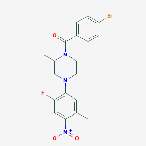 molecular formula C19H19BrFN3O3 B4047971 (4-Bromophenyl)-[4-(2-fluoro-5-methyl-4-nitrophenyl)-2-methylpiperazin-1-yl]methanone 