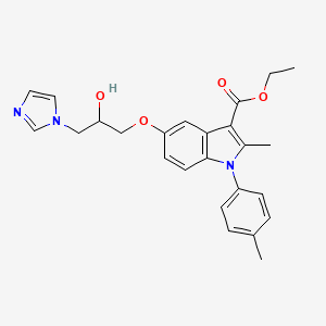 molecular formula C25H27N3O4 B4048052 ethyl 5-[2-hydroxy-3-(1H-imidazol-1-yl)propoxy]-2-methyl-1-(4-methylphenyl)-1H-indole-3-carboxylate 