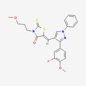 (5Z)-5-{[3-(3-fluoro-4-methoxyphenyl)-1-phenyl-1H-pyrazol-4-yl]methylene}-3-(3-methoxypropyl)-2-thioxo-1,3-thiazolidin-4-one