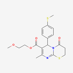 molecular formula C19H22N2O4S2 B4048086 2-甲氧基乙基 8-甲基-6-[4-(甲硫基)苯基]-4-氧代-3,4-二氢-2H,6H-嘧啶并[2,1-b][1,3]噻嗪-7-羧酸酯 