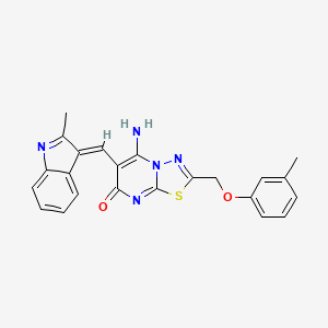 5-amino-6-[(E)-(2-methylindol-3-ylidene)methyl]-2-[(3-methylphenoxy)methyl]-[1,3,4]thiadiazolo[3,2-a]pyrimidin-7-one