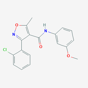 molecular formula C18H15ClN2O3 B404812 3-(2-氯苯基)-N-(3-甲氧基苯基)-5-甲基-1,2-恶唑-4-甲酰胺 CAS No. 331847-82-6