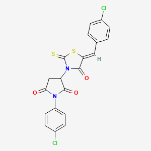 1-(4-CHLOROPHENYL)-3-{5-[(Z)-1-(4-CHLOROPHENYL)METHYLIDENE]-4-OXO-2-THIOXO-1,3-THIAZOLAN-3-YL}DIHYDRO-1H-PYRROLE-2,5-DIONE