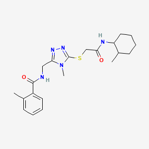 molecular formula C21H29N5O2S B4048261 2-methyl-N-{[4-methyl-5-({2-[(2-methylcyclohexyl)amino]-2-oxoethyl}sulfanyl)-4H-1,2,4-triazol-3-yl]methyl}benzamide 