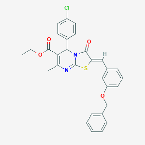 molecular formula C30H25ClN2O4S B404829 ethyl 2-[3-(benzyloxy)benzylidene]-5-(4-chlorophenyl)-7-methyl-3-oxo-2,3-dihydro-5H-[1,3]thiazolo[3,2-a]pyrimidine-6-carboxylate 