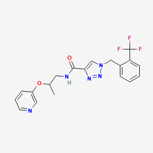 molecular formula C19H18F3N5O2 B4048305 N-[2-(3-pyridinyloxy)propyl]-1-[2-(trifluoromethyl)benzyl]-1H-1,2,3-triazole-4-carboxamide 