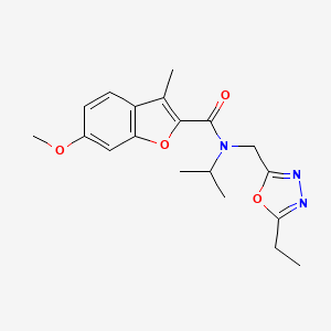 molecular formula C19H23N3O4 B4048311 N-[(5-ethyl-1,3,4-oxadiazol-2-yl)methyl]-N-isopropyl-6-methoxy-3-methyl-1-benzofuran-2-carboxamide 