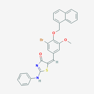 molecular formula C28H21BrN2O3S B404832 (5E)-2-anilino-5-[[3-bromo-5-methoxy-4-(naphthalen-1-ylmethoxy)phenyl]methylidene]-1,3-thiazol-4-one 