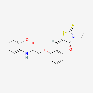 molecular formula C21H20N2O4S2 B4048427 2-{2-[(3-乙基-4-氧代-2-硫代-1,3-噻唑烷-5-亚甲基)甲基]苯氧基}-N-(2-甲氧基苯基)乙酰胺 